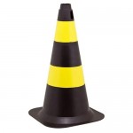 Cone de sinalização 50 cm preto / amarelo